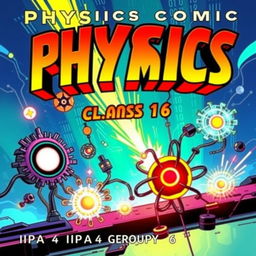 A vibrant and engaging comic cover illustrating the fusion of digital technology and physics