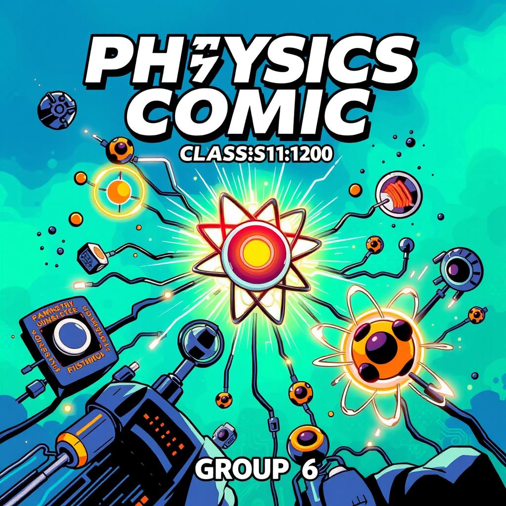 A vibrant and engaging comic cover illustrating the fusion of digital technology and physics