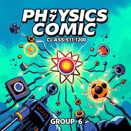 A vibrant and engaging comic cover illustrating the fusion of digital technology and physics