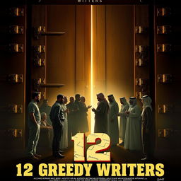 A movie poster featuring a large, imposing door with multiple locks and bolts, slightly ajar, revealing a sliver of light shining through