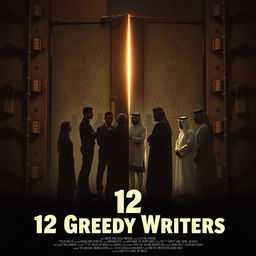 A movie poster featuring a large, imposing door with multiple locks and bolts, slightly ajar, revealing a sliver of light shining through