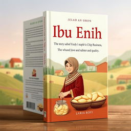 Book cover design that reflects the essence of the story about Ibu Enih's chip business