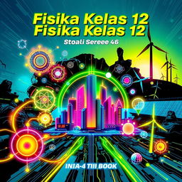 A comic book cover designed for a Grade 12 Science class (IPA 4, Group 6) with the title 'Fisika Kelas 12'