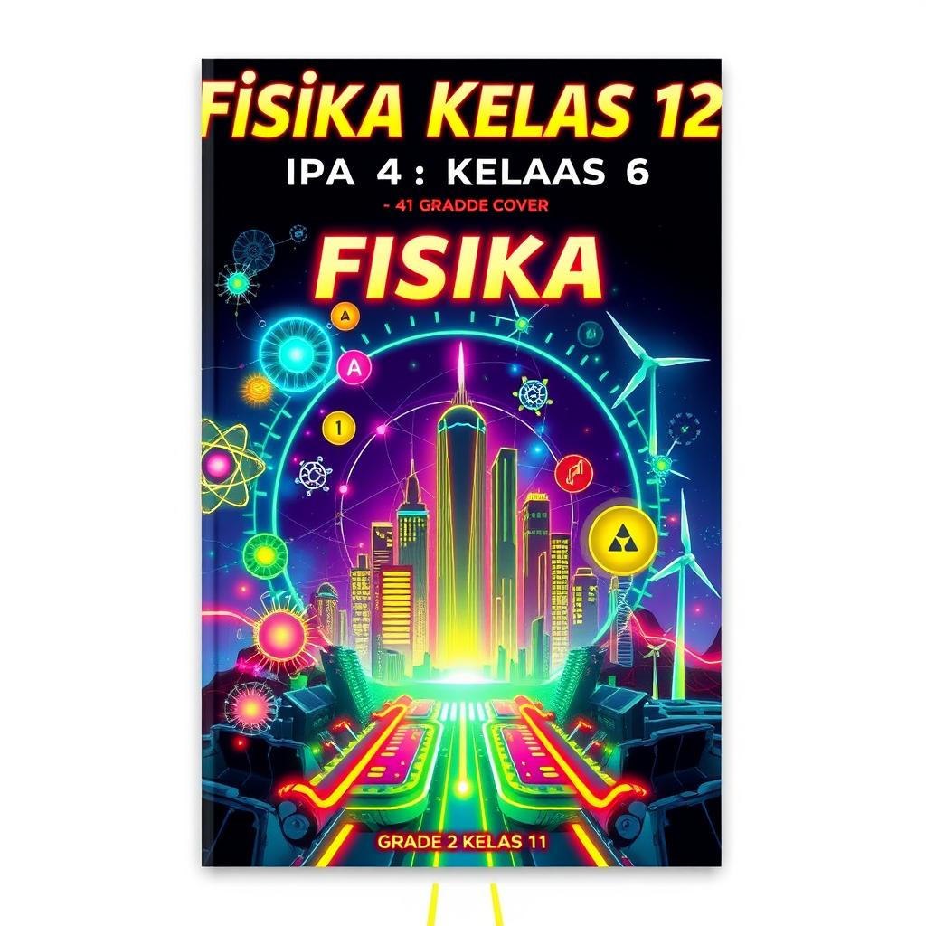 A comic book cover designed for a Grade 12 Science class (IPA 4, Group 6) with the title 'Fisika Kelas 12'