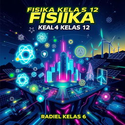 A comic book cover designed for a Grade 12 Science class (IPA 4, Group 6) with the title 'Fisika Kelas 12'