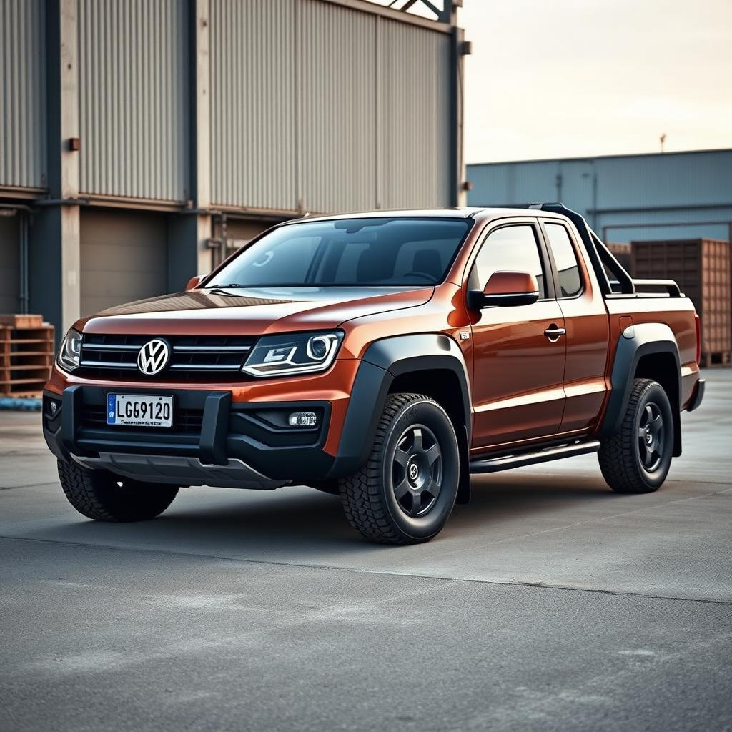 A Volkswagen pickup truck with the rugged design of an Amarok, but infused with the retro styling cues of a Mk2 Golf and a T3 van