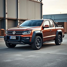 A Volkswagen pickup truck with the rugged design of an Amarok, but infused with the retro styling cues of a Mk2 Golf and a T3 van