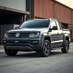 A Volkswagen pickup truck with the rugged design of an Amarok, but infused with the retro styling cues of a Mk2 Golf and a T3 van