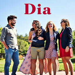 A heartwarming scene titled 'Dia' featuring two men and two women portraying a strong friendship bond