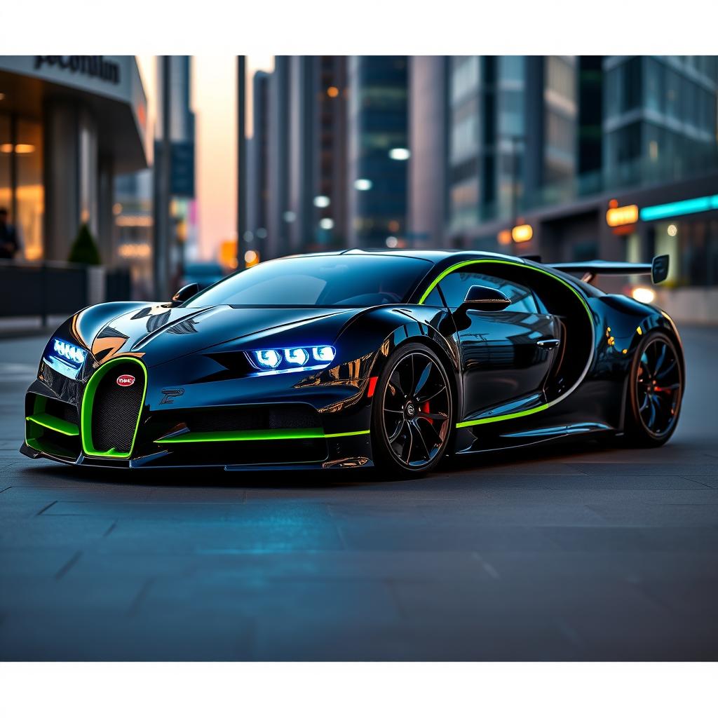 A luxurious Bugatti sports car with a custom bodykit