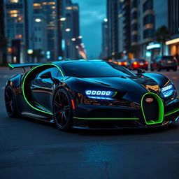 A luxurious Bugatti sports car with a custom bodykit