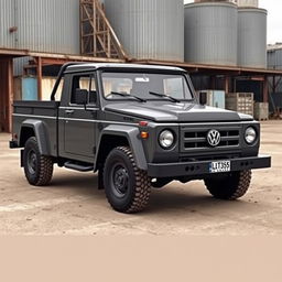 A rugged and robust pickup truck inspired by the styling of a classic Volkswagen LT35