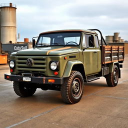 A rugged and robust pickup truck inspired by the styling of a classic Volkswagen LT35