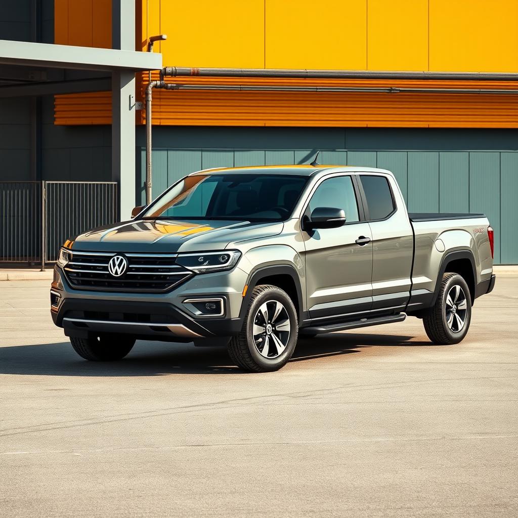 A modern pickup truck inspired by the styling of the last generation Volkswagen LT35