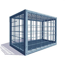 A pixel art depiction of a cage, intricately detailed in a digital environment