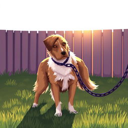 A pixel art depiction of a dog on a chain, capturing the essence of a loyal watchdog