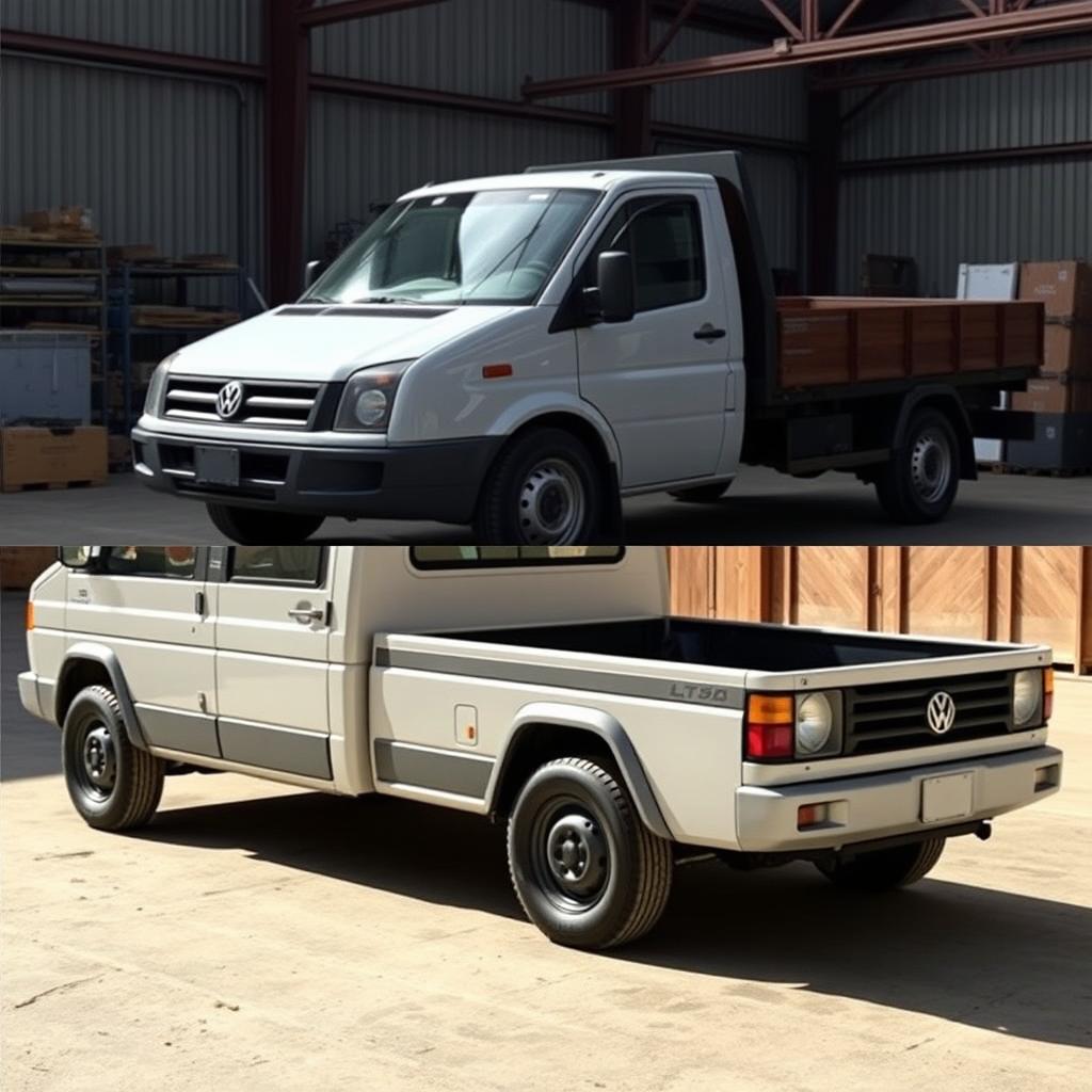 A 2005 Volkswagen LT35 transformed into a pickup truck with minimal alterations to its classic style