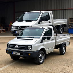 A 2005 Volkswagen LT35 transformed into a pickup truck with minimal alterations to its classic style