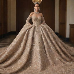 A luxurious and extravagantly opulent dress, designed with materials and features worth trillions of dollars