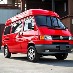 A striking red 2004 Volkswagen LT35 in all its glory