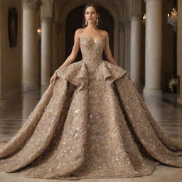 A luxurious and extravagantly opulent dress, designed with materials and features worth trillions of dollars