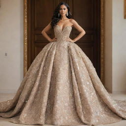 A luxurious and extravagantly opulent dress, designed with materials and features worth trillions of dollars