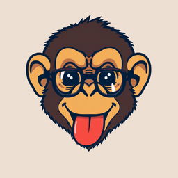 A pixel art style illustration of a monkey head with its tongue playfully sticking out