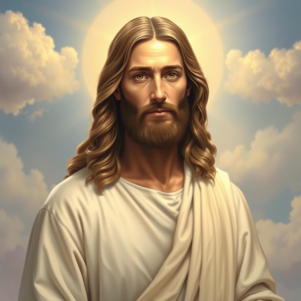 A serene portrayal of Jesus Christ with a compassionate and calm demeanor