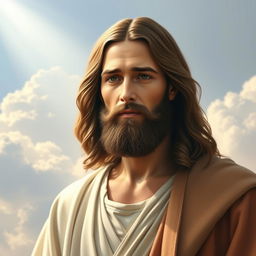 A serene portrayal of Jesus Christ with a compassionate and calm demeanor