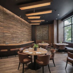 A stunning blend of the modern and authentic. Envision a restaurant space where cutting-edge contemporary design elements seamlessly meld with authentic, time-honored traditions.