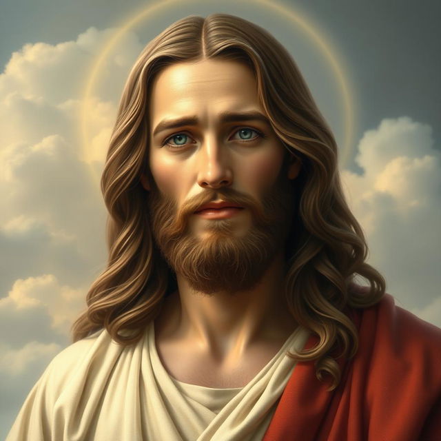 A serene portrayal of Jesus Christ with a compassionate and calm demeanor