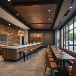 A stunning blend of the modern and authentic. Envision a restaurant space where cutting-edge contemporary design elements seamlessly meld with authentic, time-honored traditions.