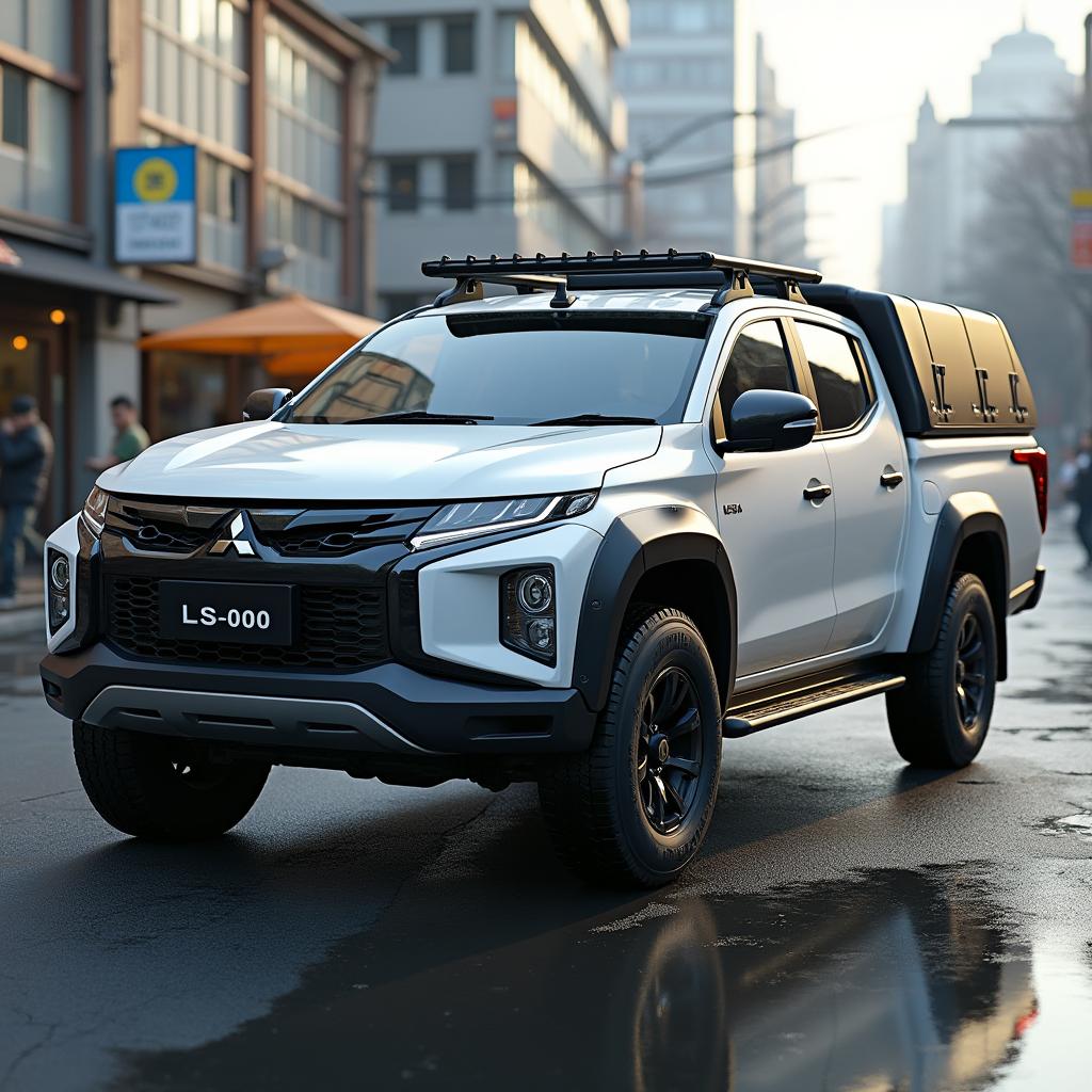 A hyper-realistic and detailed image of a Mitsubishi L300 pickup truck, showcasing its unique boxy design and utilitarian features