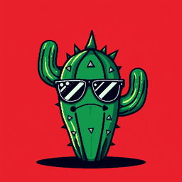 An edgy and stylish pixel art depiction of a cool, rebellious cactus with a mischievous face and sleek sunglasses