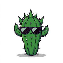 An edgy and stylish pixel art depiction of a cool, rebellious cactus with a mischievous face and sleek sunglasses