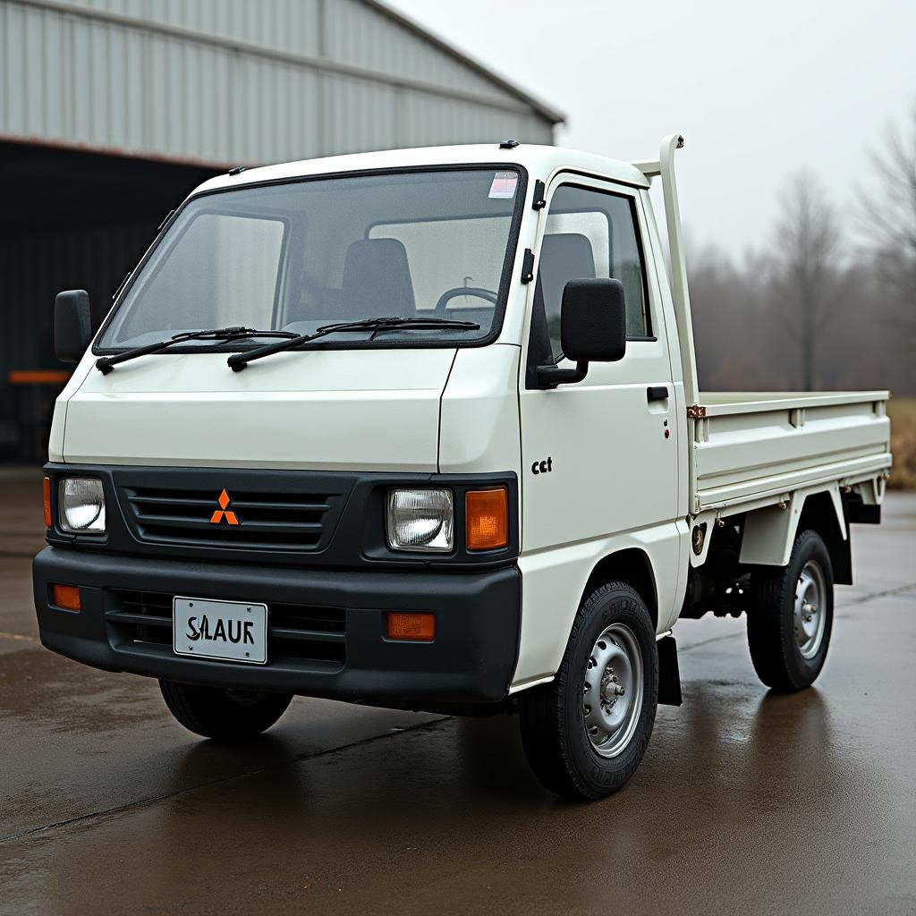 A hyper-realistic and detailed image of a Mitsubishi Colt L300 designed as a pickup truck