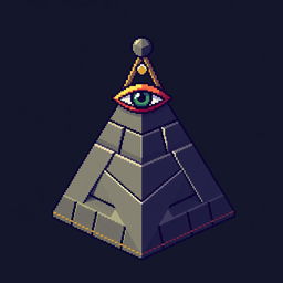 A pixel art depiction of a Masonic pyramid, showing exquisite geometric precision