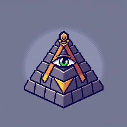 A pixel art depiction of a Masonic pyramid, showing exquisite geometric precision