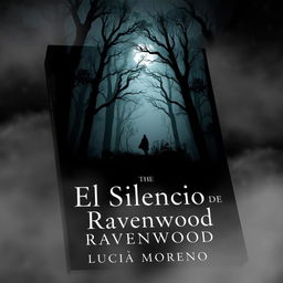 A mysterious book cover for 'El Silencio de Ravenwood' by Lucía Moreno