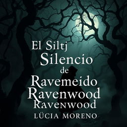 A mysterious book cover for 'El Silencio de Ravenwood' by Lucía Moreno