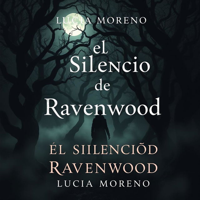 A mysterious book cover for 'El Silencio de Ravenwood' by Lucía Moreno