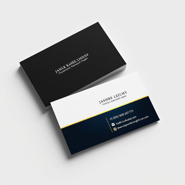 An elegant and sophisticated business card design, featuring minimalist aesthetics with a clean layout