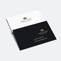 An elegant and sophisticated business card design, featuring minimalist aesthetics with a clean layout