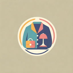 A logo for a thrift shop featuring vintage items, vibrant colours and a subtle retro vibe.