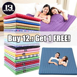 A vibrant and eye-catching advertisement for a special promotion on sleeping mats