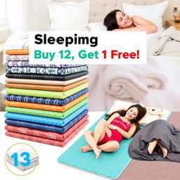 A vibrant and eye-catching advertisement for a special promotion on sleeping mats