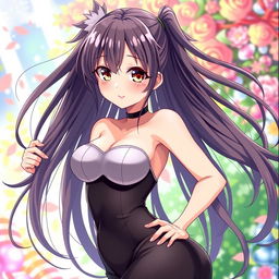 A beautiful and alluring anime girl with long flowing hair and captivating eyes