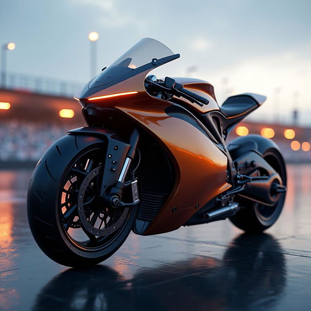 A concept design visualization of a McLaren motorcycle, embodying the futuristic and sleek design language of McLaren vehicles