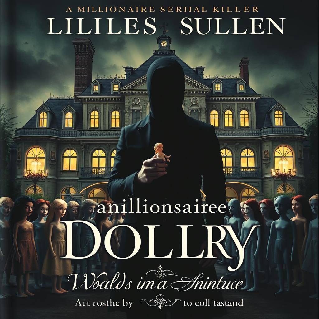 A captivating book cover depicting a millionaire serial killer who owns a doll factory