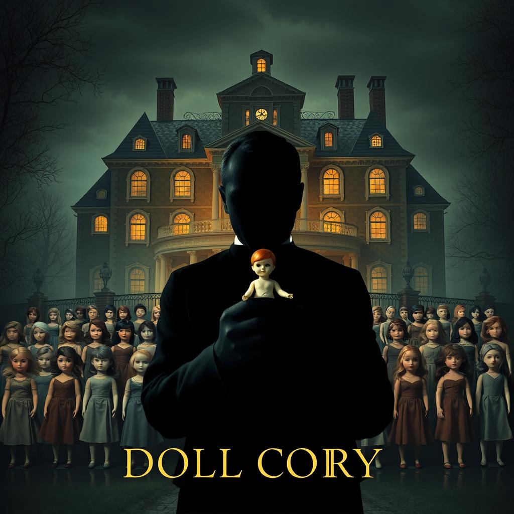 A captivating book cover depicting a millionaire serial killer who owns a doll factory